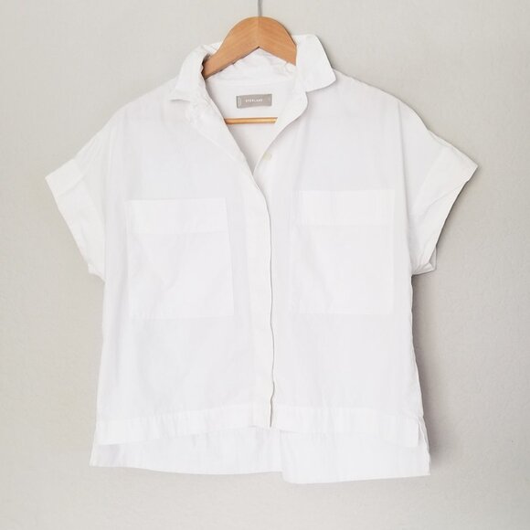 Everlane The Poplin Short-Sleeve Box Shirt Size S White 100%Cotton Relaxed Fit - Picture 4 of 16